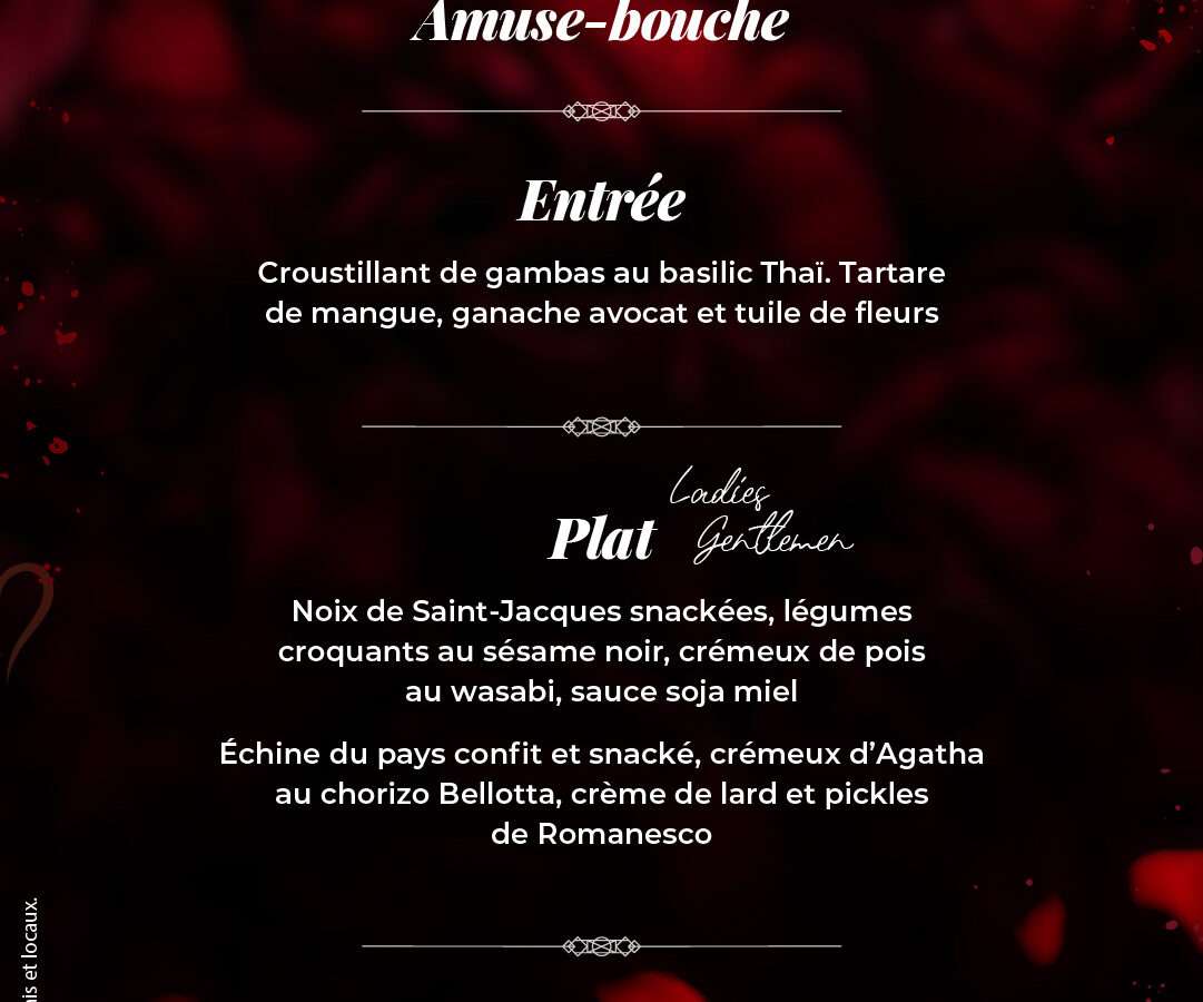 Menu Soirée Saint Valentin Biarritz